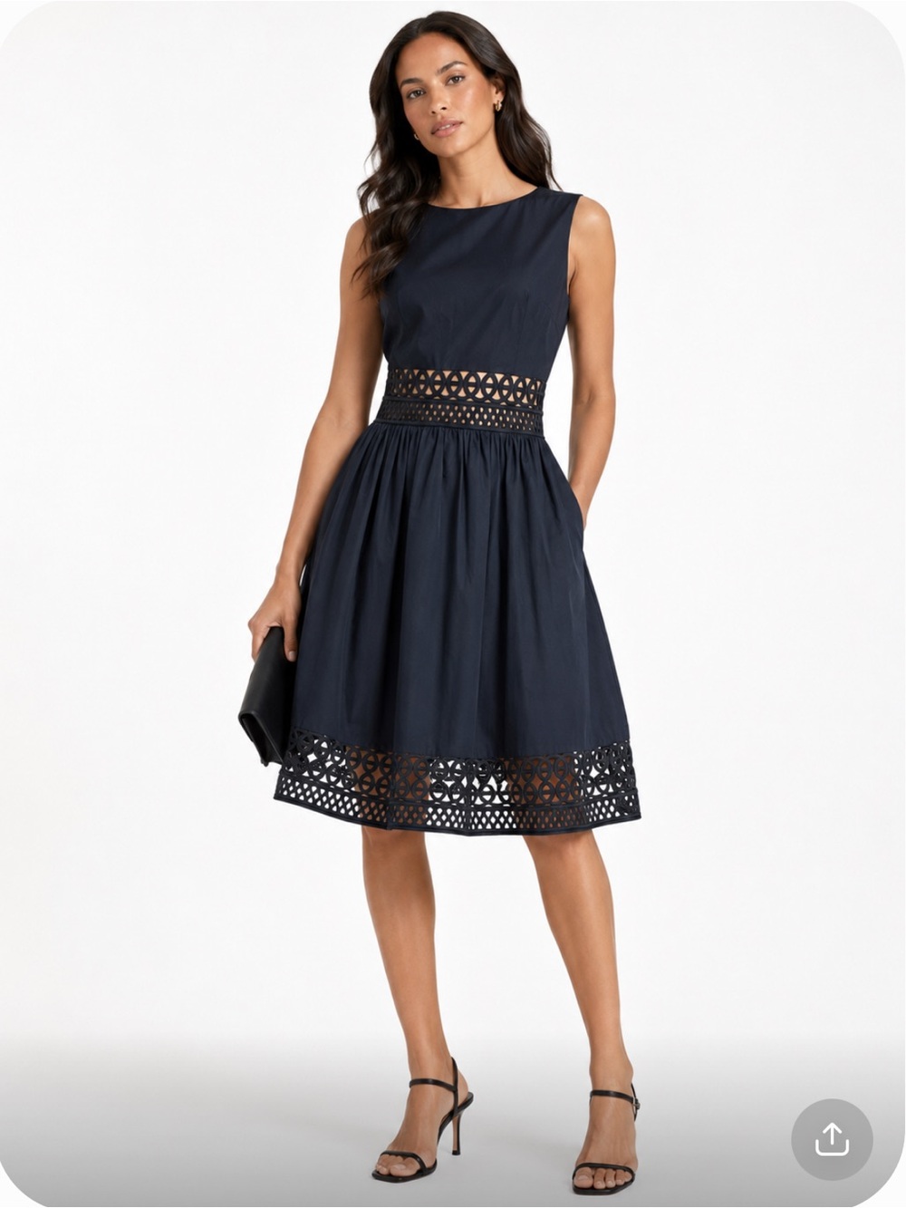 TED BAKER DayzeyLondon Black Sleeveless Fit & Flare Lace Trim Lined Dress Size 4